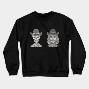 Fancy couple cowboy and cowgirl skull. Crewneck Sweatshirt